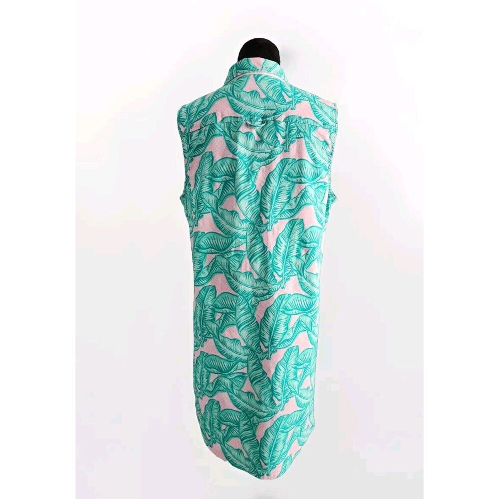 Vineyard Vines Green & Pink Banana Leaf Margo Shirt Dress Size 10 EUC - Picture 3 of 10